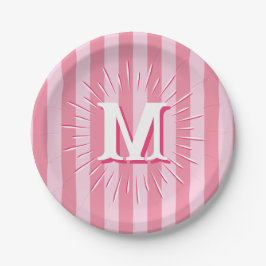 Plato De Papel Cabana Stripes in Pink Personalized