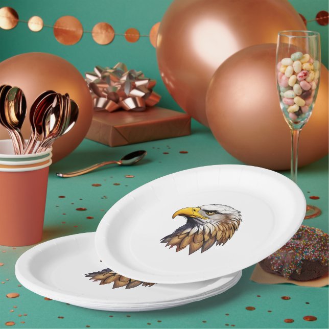 Plato De Papel Cabeza de águila calva (Multi)