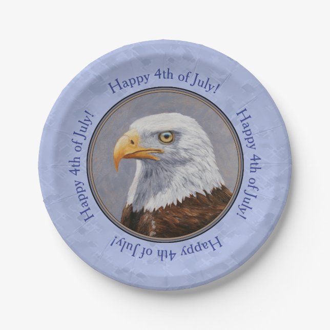 Plato De Papel Cabeza de águila calva azul (Anverso)