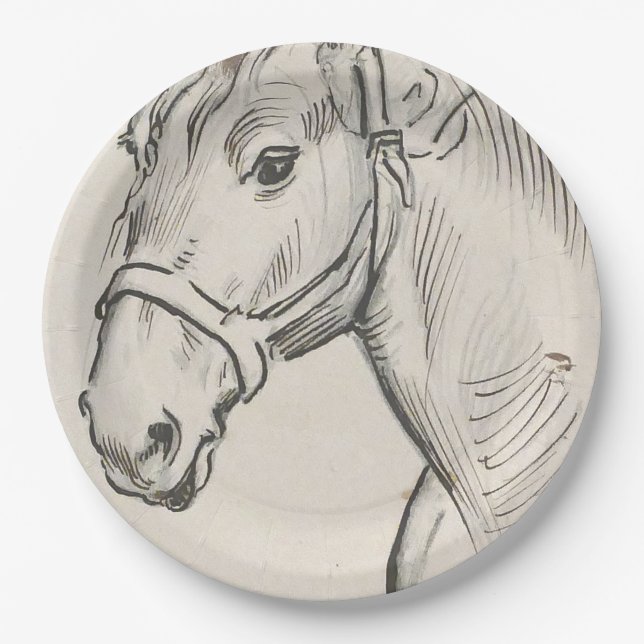 Plato De Papel Cabeza de caballo (por Alfred Dehodencq) (Anverso)