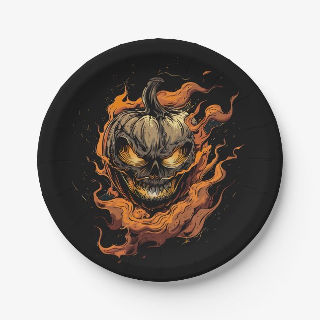 Plato De Papel Cabeza de calabaza (Anverso)