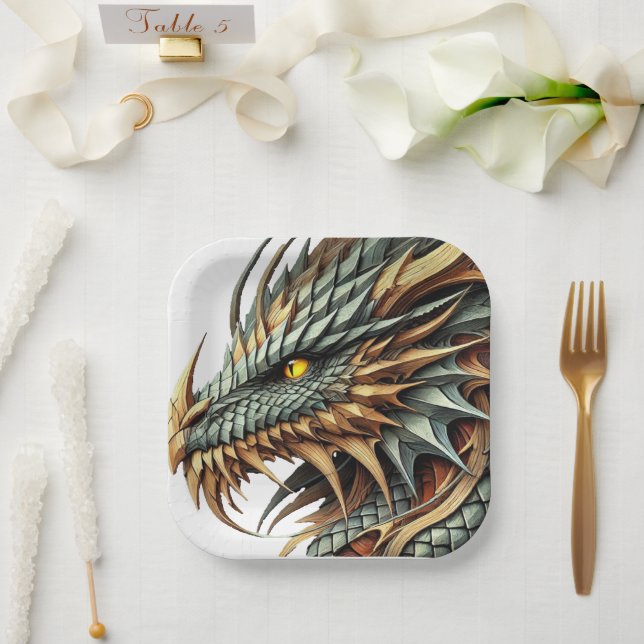 Plato De Papel Cabeza de dragón (Boda)