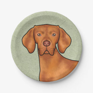 Plato De Papel Cabeza de perro puntero de dibujos animados Vizsla