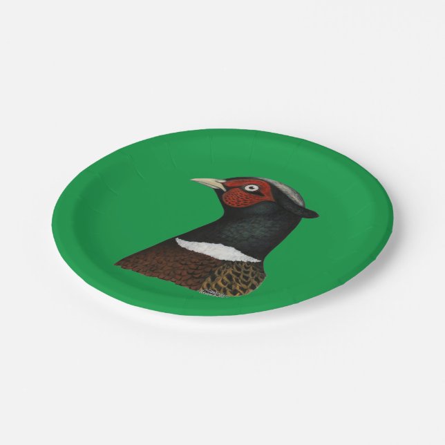Plato De Papel Cabeza de Pheasant Ringneck (Angular)