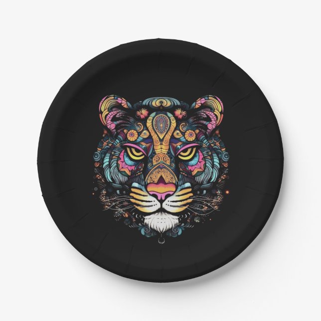 Plato De Papel Cabeza de Tigre  (Anverso)