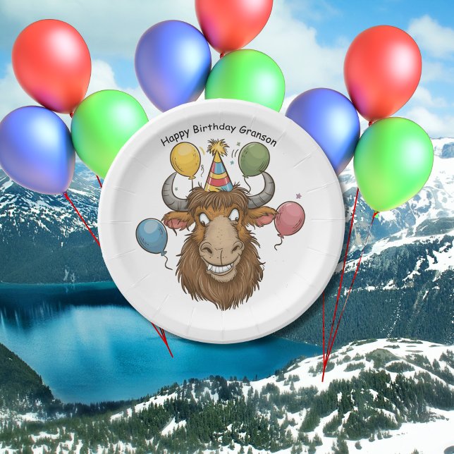 Plato De Papel Cabeza de yak con personalizado de globos (Subido por el creador)