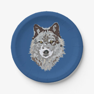 Plato De Papel Cabeza estilizada del lobo