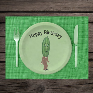 Plato De Papel Cabeza verde de lechón de Hombre bobo con traje ma