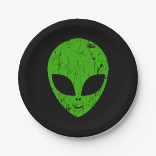 Plato De Papel cabeza verde extraterrestre de ciencia ficción ex