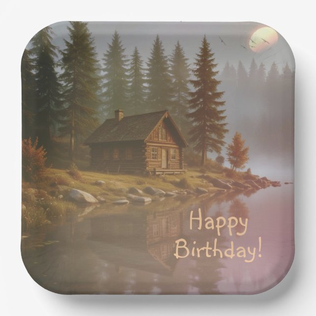 Plato De Papel Cabina a orillas del lago (Anverso)