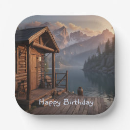 Plato De Papel Cabina En El Lago