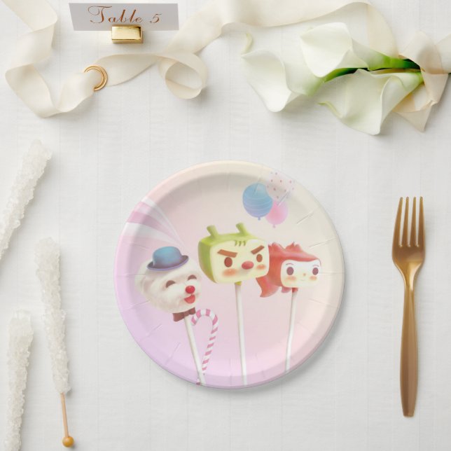 Plato De Papel Cables de cuchara de caracteres (Boda)