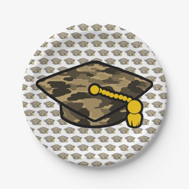 Plato De Papel Cabo de graduación Khaki Camo (Anverso)