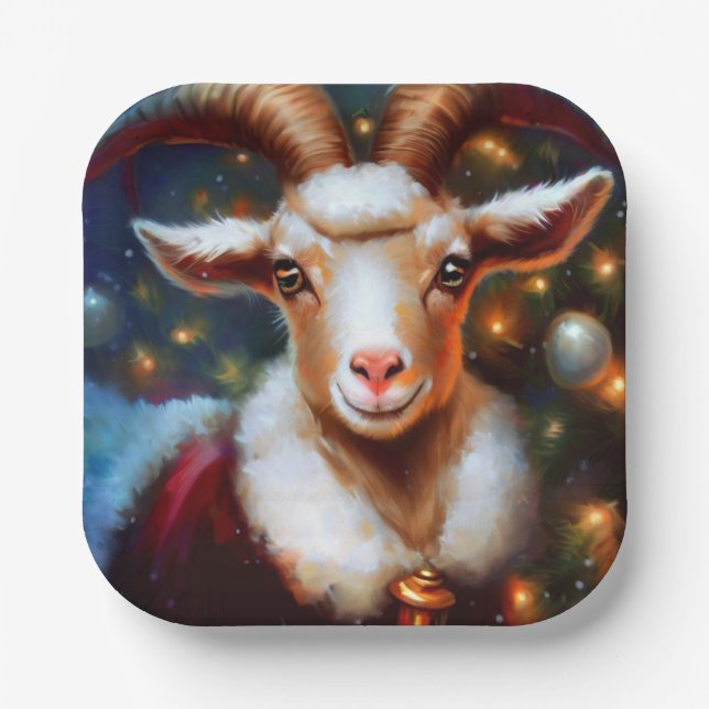 Plato De Papel Cabra 4 navidades (Anverso)