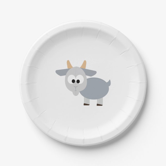 Plato De Papel Cabra gris adorable (Anverso)