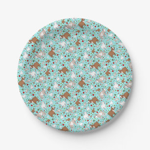 Plato De Papel Cabras en azul