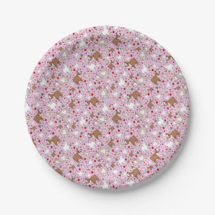 Plato De Papel Cabras en rosa