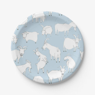 Plato De Papel Cabras que juegan - azules cielos