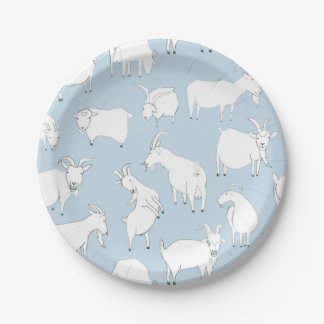 Plato De Papel Cabras que juegan - azules cielos