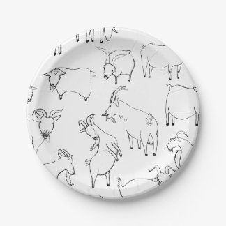 Plato De Papel Cabras que juegan - transparentes