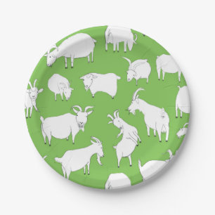 Plato De Papel Cabras que juegan - verde