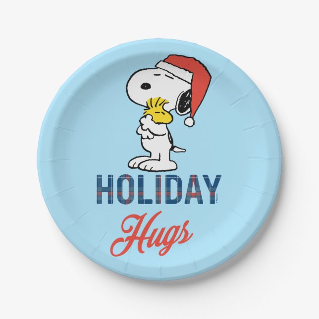Plato De Papel Cacahuetes | Abrazos de vacaciones Snoopy & Woodst (Anverso)