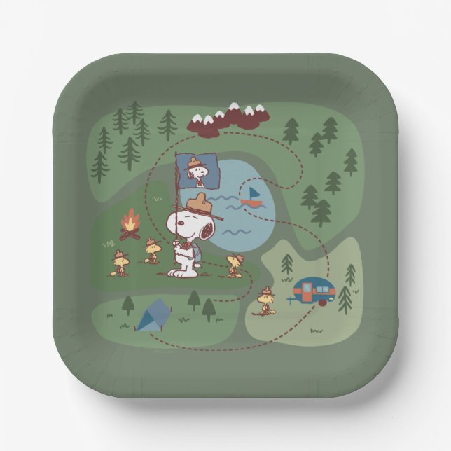 Plato De Papel Cacahuetes | Anidado en el camping de las montañas (Anverso)