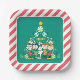 Plato De Papel Cacahuetes Árbol de Navidad de menta