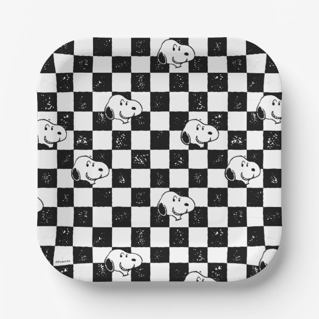 Plato De Papel Cacahuetes | Bandera de Snoopy Checkered (Anverso)