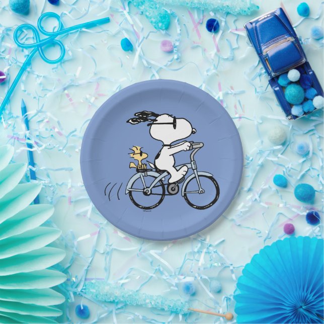 Plato De Papel Cacahuetes | Bicicleta Snoopy & Woodstock (Fiesta)