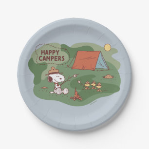 Plato De Papel Cacahuetes   Camperas felices Snoopy y Woodstock
