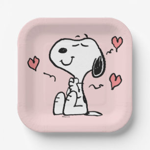 Plato De Papel Cacahuetes   Corazones Snoopy