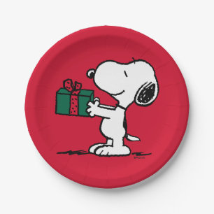 Plato De Papel Cacahuetes Entrega de Navidades Snoopy