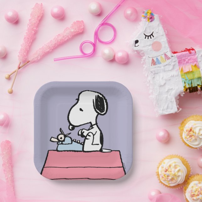 Plato De Papel Cacahuetes | Esnoopia en la máquina de escribir (Fiesta)