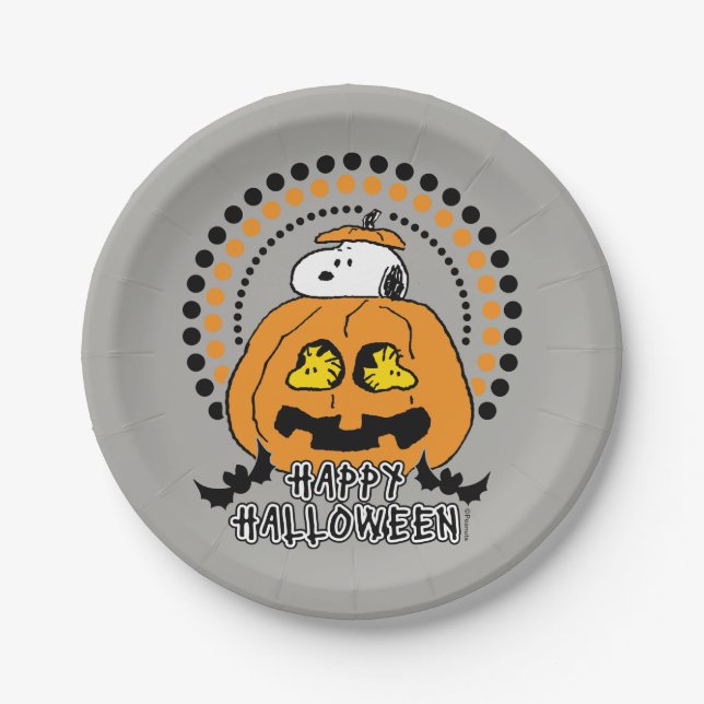 Plato De Papel Cacahuetes | Feliz Halloween (Anverso)