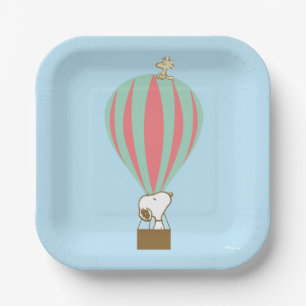Plato De Papel Cacahuetes   Globo de aire caliente Snoopy & Woods