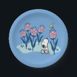 Plato De Papel Cacahuetes | Jardín de flores Snoopy & Woodstock<br><div class="desc">Mira este divertido diseño de maní con Snoopy y Woodstock.</div>
