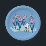 Plato De Papel Cacahuetes | Jardín de flores Snoopy & Woodstock<br><div class="desc">Mira este divertido diseño de maní con Snoopy y Woodstock.</div>