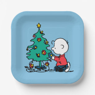 Plato De Papel Cacahuetes Luces de Navidades de Charlie Brown