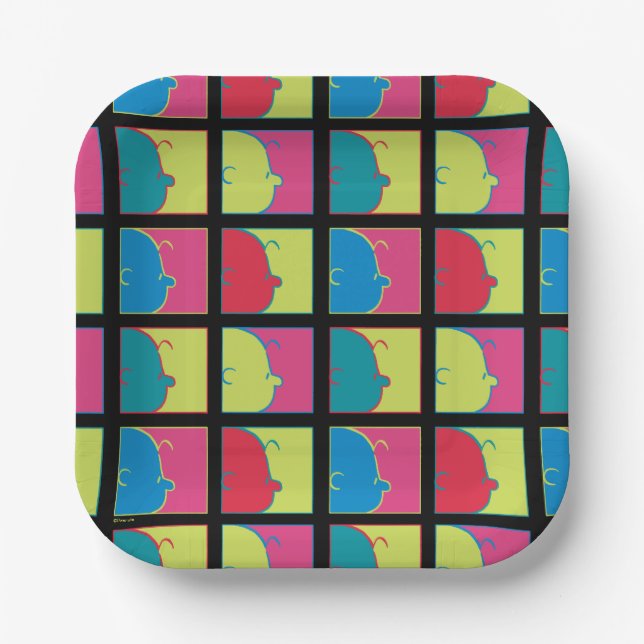 Plato De Papel Cacahuetes | Modern Pop Art Charlie Brown (Anverso)