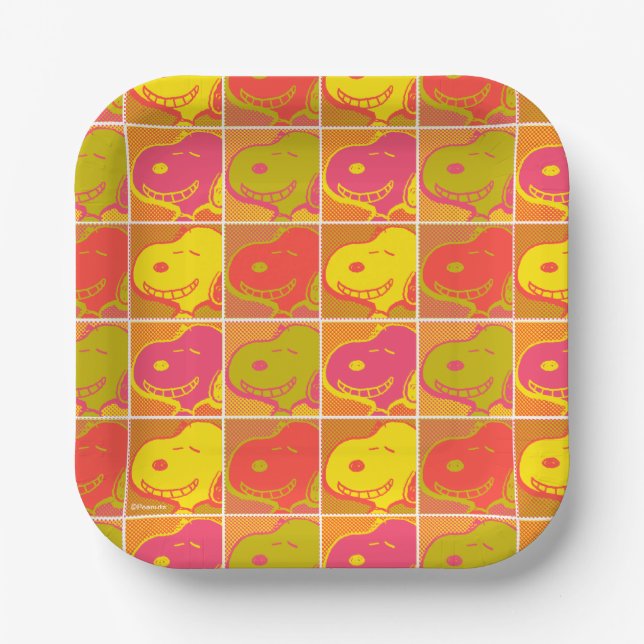 Plato De Papel Cacahuetes | Patrón de arte pop Snoopy (Anverso)