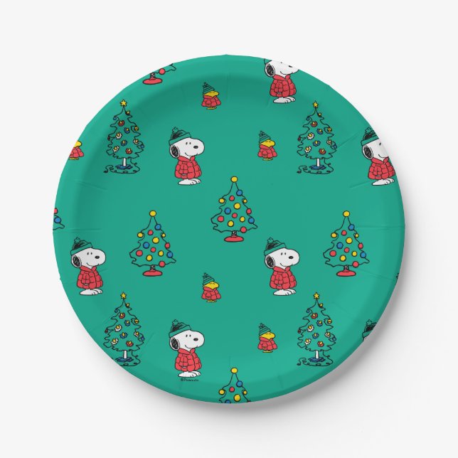 Plato De Papel Cacahuetes | Patrón de Navidades Snoopy y Woodstoc (Anverso)