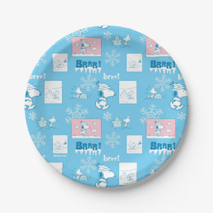 Plato De Papel Cacahuetes   Patrón del Día de la Nieve Snoopy