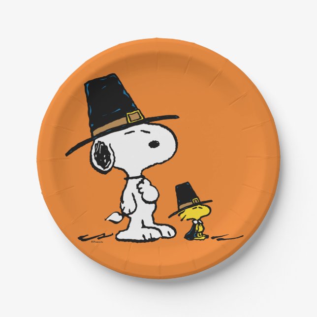Plato De Papel Cacahuetes | Peregrino Snoopy & Woodstock (Anverso)