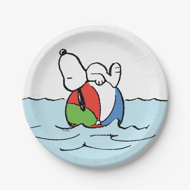 Plato De Papel Cacahuetes | Playa Snoopy Beach Ball (Anverso)