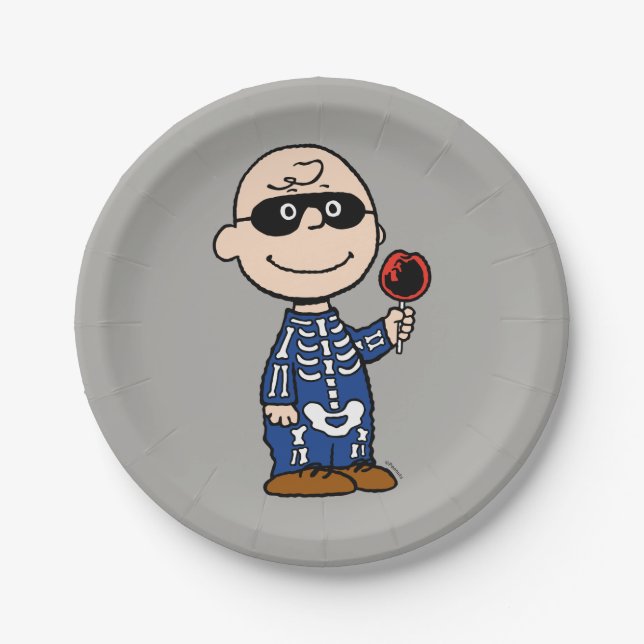 Plato De Papel Cacahuetes | Skeleton Charlie Brown (Anverso)