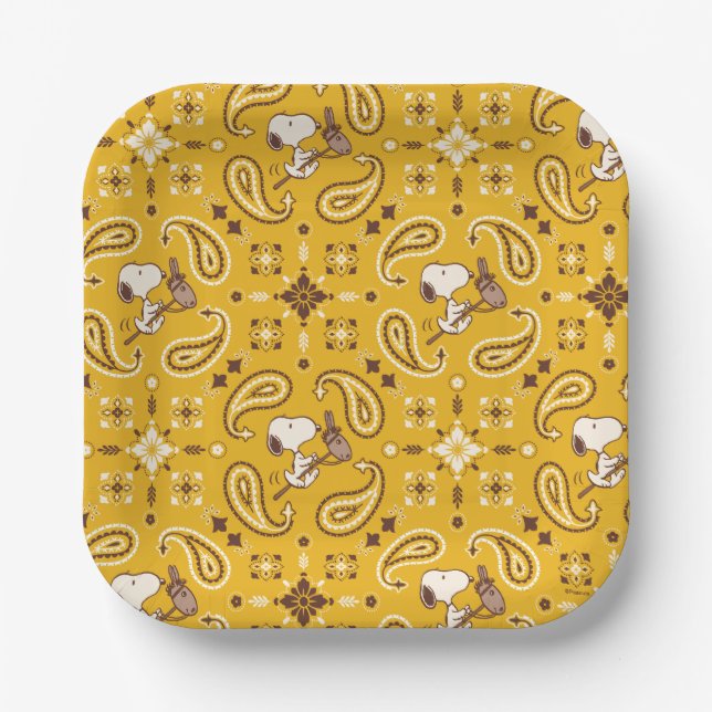 Plato De Papel Cacahuetes | Snoopy Bandana Cowboy (Anverso)