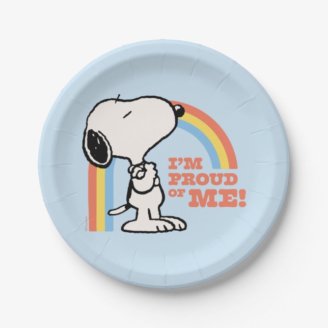 Plato De Papel Cacahuetes | Snoopy Estoy orgulloso de mí (Anverso)