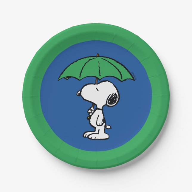 Plato De Papel Cacahuetes | Snoopy Green Umbrella (Anverso)