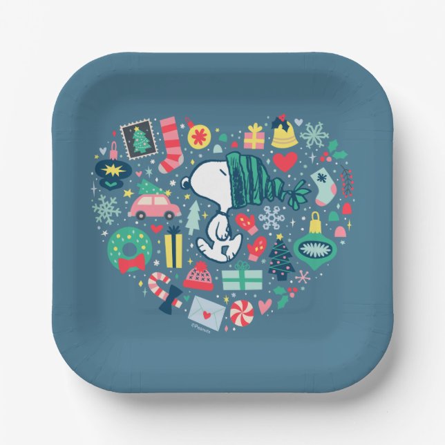 Plato De Papel Cacahuetes | Snoopy Holiday Happiness Heart (Anverso)